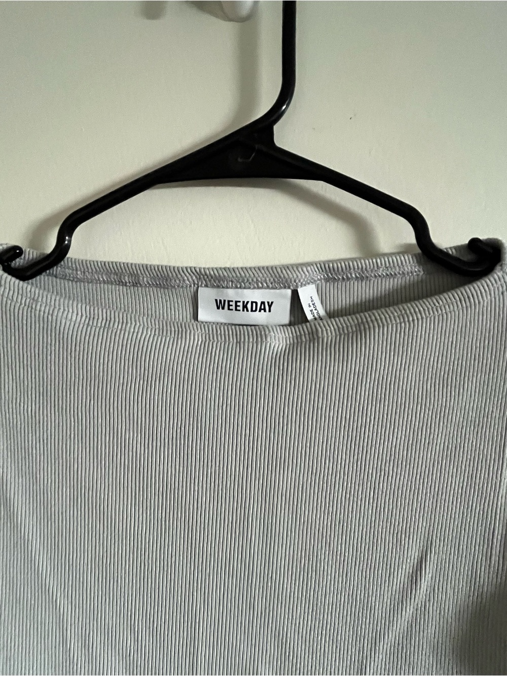Weekday Slim Ribbed Tee in Gray - Picture 2 of 4